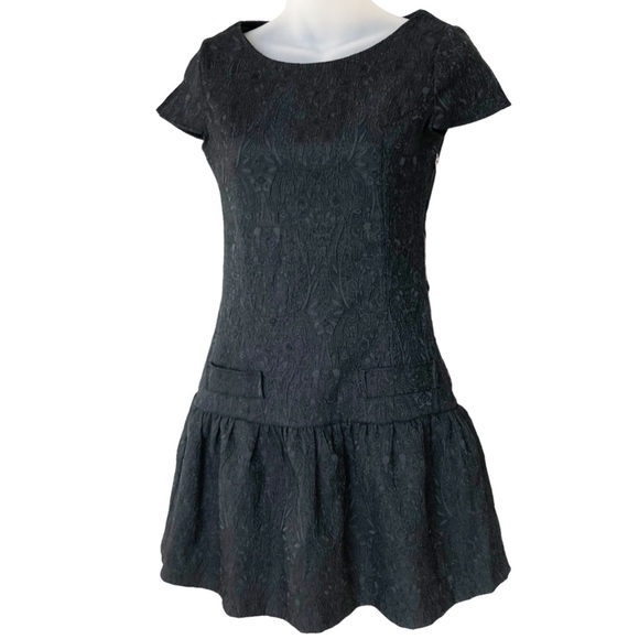 Zara W&B Collection Textured Satin Brocade Peplum Hem Dress - Picture 1 of 11